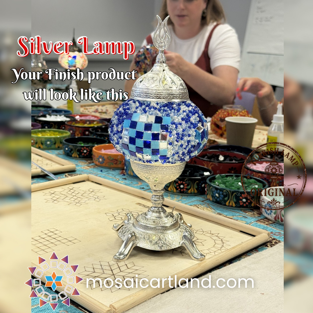 Silver Mosaic Lamp | Home Made Kits Mosaicartland